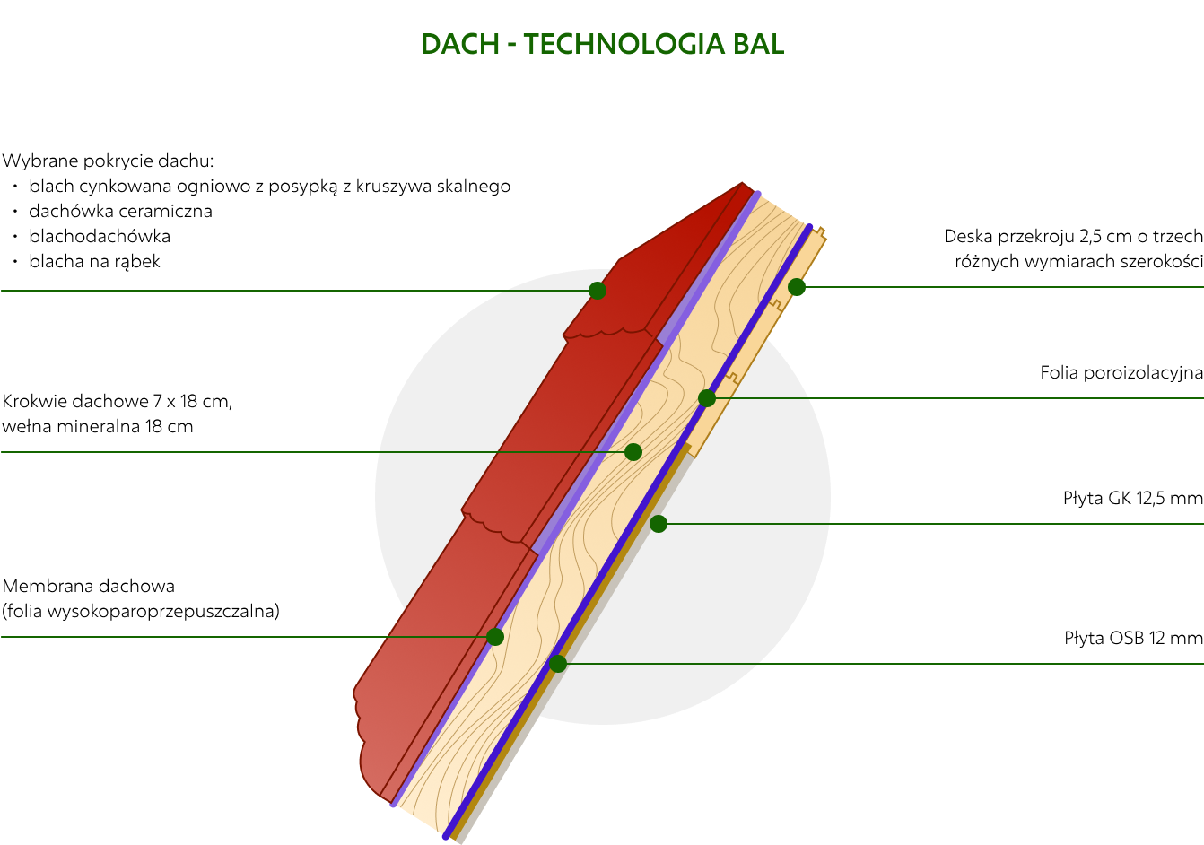 Dom z Bieszczad - dach - technologia bal